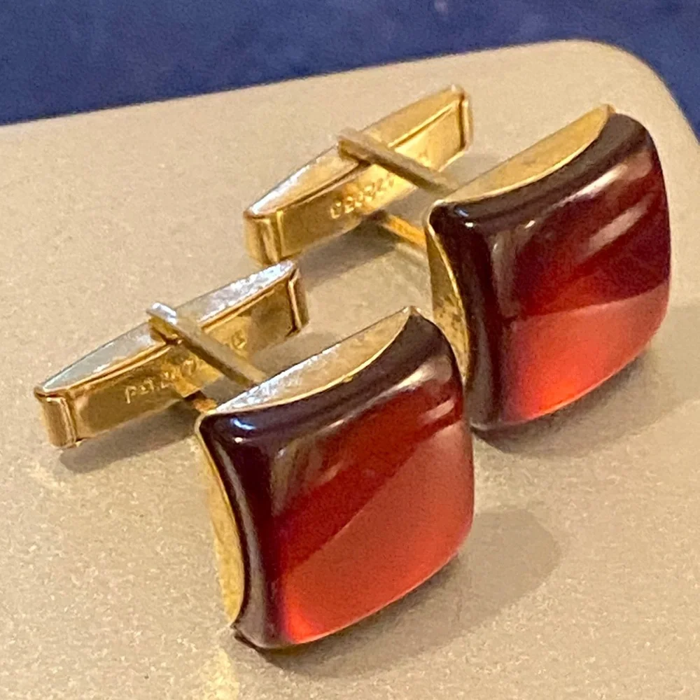 Sophisticated Vintage Gold and Red Cufflinks
